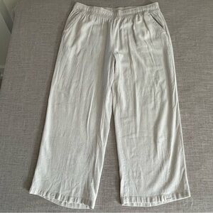 Old Navy Pants Womens 2X Beige Linen Blend High Rise Wide Leg Pull On Casual